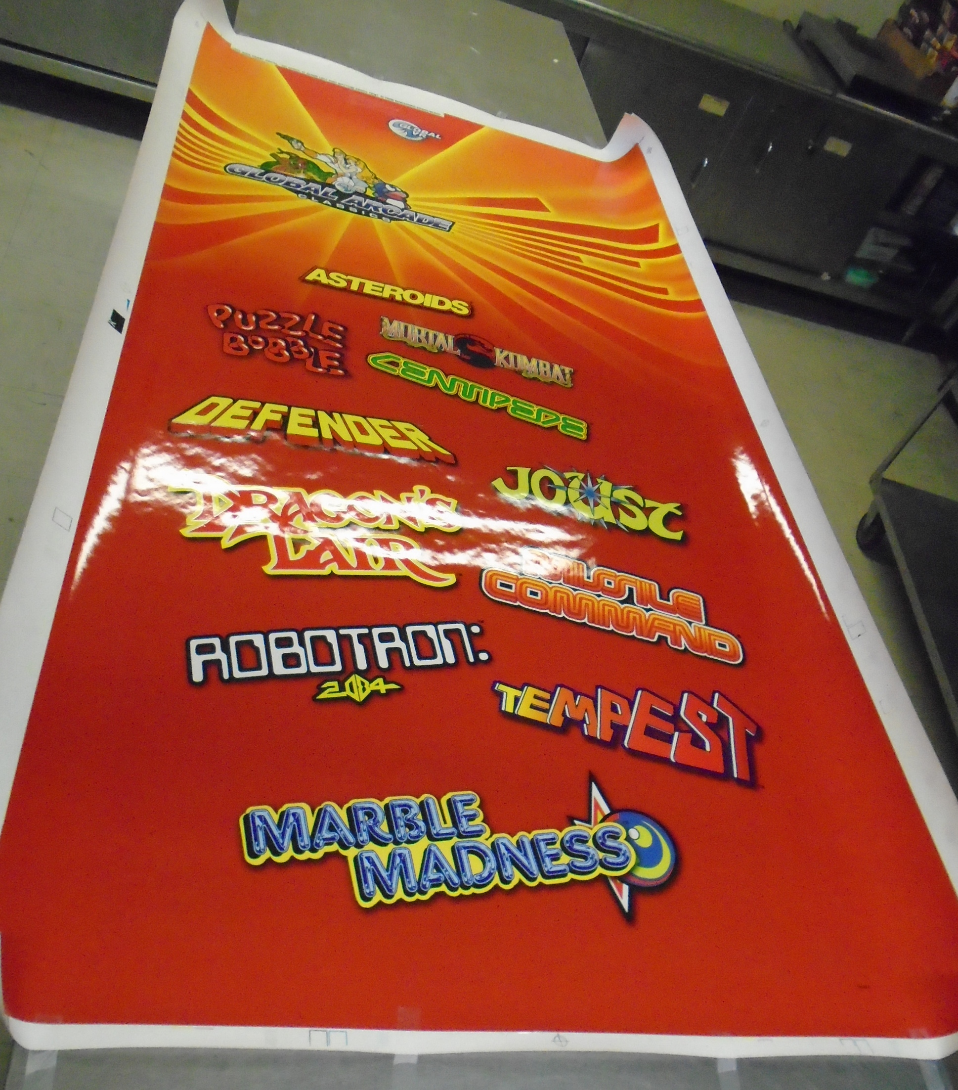 Global Arcade Classics Video Arcade Machine Game Cabinet Full Art Decal